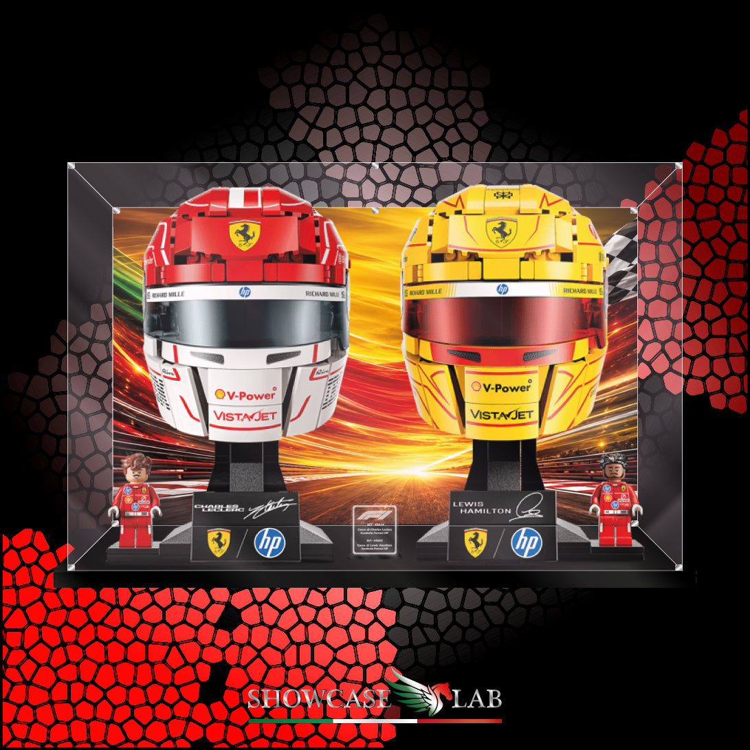 Teca LS424 | Per Set Lego® 43014 / 43022 - Casco di Charles Leclerc / Casco di Lewis Hamilton Scuderia Ferrari HP